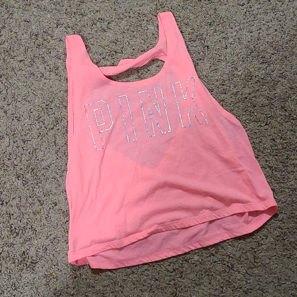 Hot pink PINK cutout tank